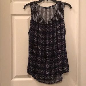 Dark purple and black sleeveless blouse